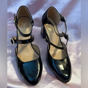 C. Wonder Finn Women’s Black Patent Leather Look Block Heel 3” Pumps; Size 7
